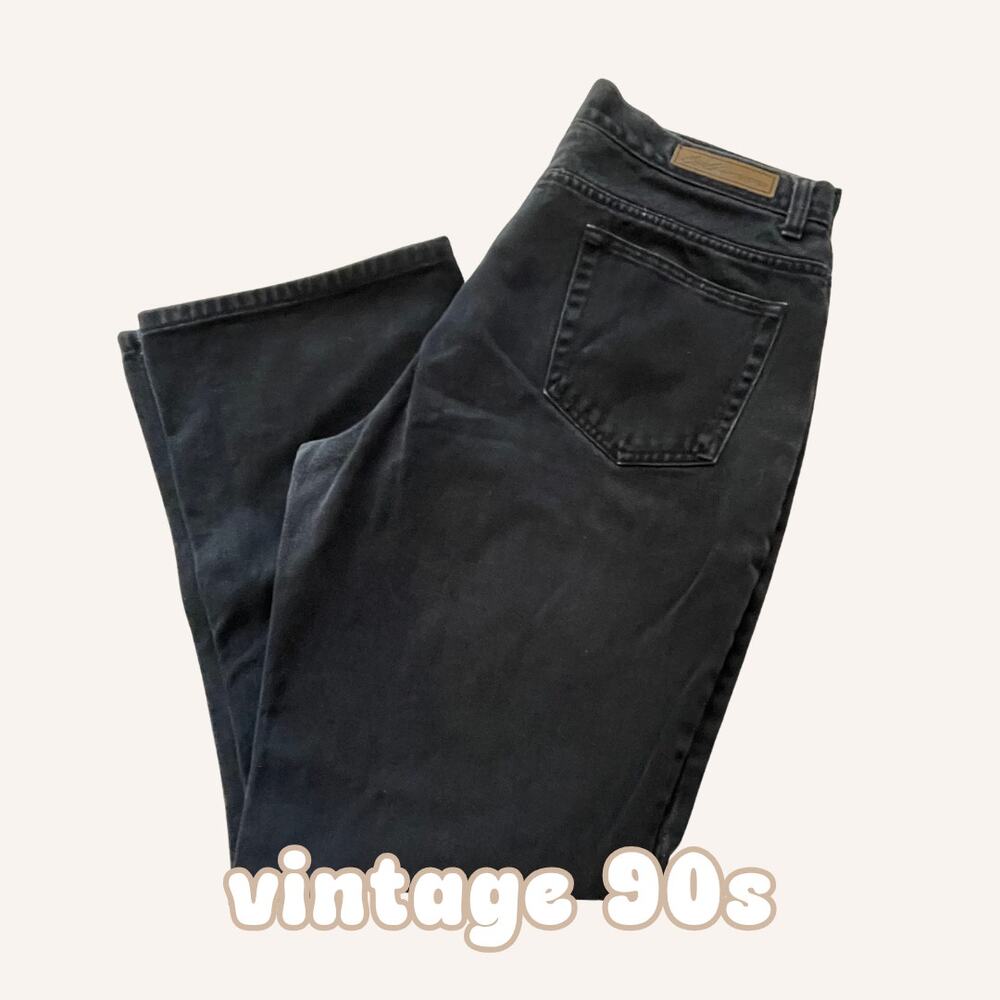 BILL BLASS black high waist mom jeans 100% cotton relaxed 90s vintage size 14